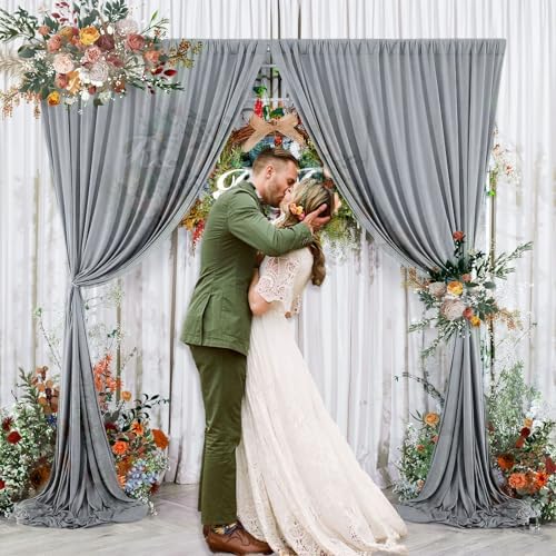 10 x 7 Feet Grey Backdrop Curtain for Partie, Background Curtains for Photoshoot, Birthday, Wedding, Halloween, Thanksgiving, Christmas Day, New Year Party Decorations 5Ft x 7Ft, 2 Panels - Image 6