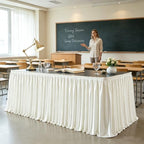 17ft Ivory Satin Table Skirt for Rectangle & Round Table Teacher Desk Skirt by PartyTalk