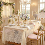 10 Packs Lace Tablecloth 60 X 120 Inch Vintage Boho Ivory Floral Overlay by QueenDream