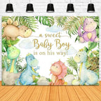Dinosaur Baby Shower Backdrop 10x7ft Dinosaur It's a Boy Baby Shower Background Party Decorations Cartoon Dino Theme Banner Photo Booth Props - Image 3