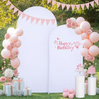 White Arch Backdrop Cover 2 Set - 7.2FT, 6FT Spandex Fitted Wedding Arch Stand Covers Round Top Chiara Arch Backdrop Stands Cover for Parties Birthday Banquet Photo Background Decoration - Image 7