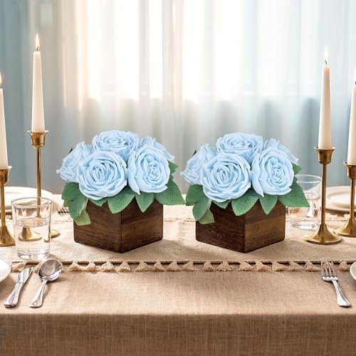 Sky Blue Dining Table Centerpiece Set of 6, Pre-Made, Wooden Box - Image 4