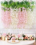 60 Pack White Pink Wisteria Hanging Flowers, Fake Hanging Flowers for Decoration, Artificial Flowers,Vines for Bedroom,Flower Garland for Home,Party,Garden, Wall,Wedding Decoration(3.6 Ft/Pcs) - Image 6