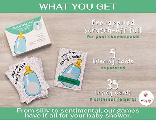 Party Hearty Baby Shower Scratch-Off Game, Fun Emoji Cards - Blue Bottle (Pack of 3) - Image 2