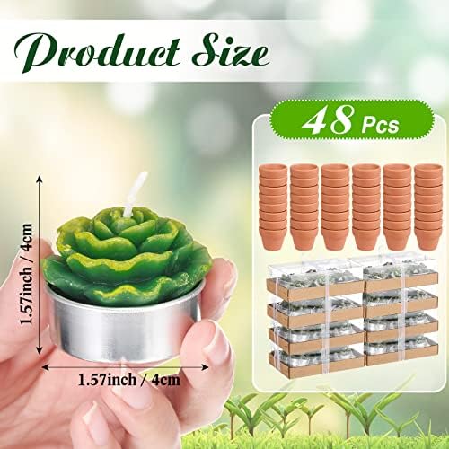Shihanee 48 Pcs Bulk Succulent Candles Decorative Cactus Tealight Candles Handmade Mini Terracotta Clay Holders House Warming Wedding Baby Shower Spa Mexican Coworkers Teacher Birthday Gifts(Red) - Image 2