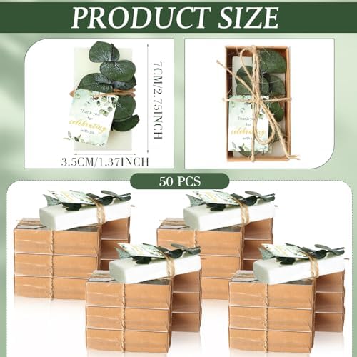50 Sets Eucalyptus Soaps Wedding Favors Bulk with Thank You Cards - Image 2