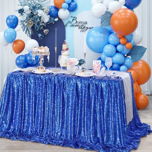 SoarDream Navy Blue Sequin Tablecloth 90"x132" Wedding Table Cloth - Image 2