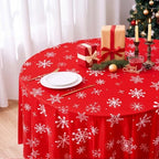 Ganeen 12 Pcs Snowflake Tablecloth Red White, Plastic Round Winter Xmas - Image 3