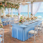 2 pk Baby Blue Spandex Tablecloth 6ft With Ruffle Table Skirt, Wrinkle Free Stretchy Fitted Tablecloths for 6 Foot Rectangle Tables, Elastic Spandex Table Covers for Weddings Parties Banquet Craft - Image 3