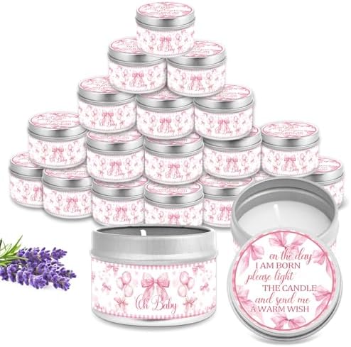 24Pcs Bow Baby Shower Party Candles for Gender Reveal Gift by Nlicrst