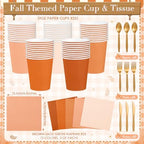 Mimorou 177 Pcs Fall Orange Paper Plate Napkin Party Supplies for 25 Guest - Image 3