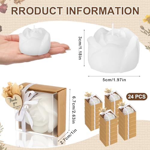 Threlaco 24 Sets Rose Candle Wedding Favors for Guests, Wedding Gifts - Image 3