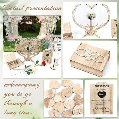 Rustic Wedding Guest Book, Heart Guest Book Alternative with Wooden Drop Box, Heart Wedding Decor for Party, Personalized Engagement Guestbook Reception - Image 2