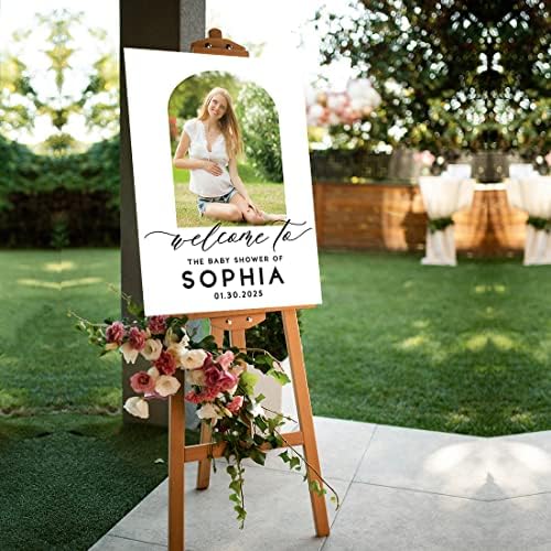 Andaz Press 16"x20" Personalized Canvas Baby Shower Welcome Sign, Custom Photo Boho Arch Gender Neutral Large Welcome Baby Shower Sign for Easel Stand, Baby Shower Decorations - Image 4