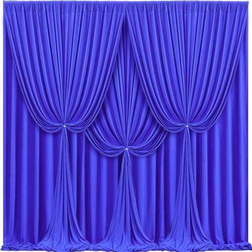 40x10FT Royal Blue Backdrop Curtains for Wedding Parties, Wrinkle Free Polyester Photography Backdrop Drapes for Baby Shower Birthday Parties Stage Background Stand Decorations 4x10ft,10 Panels by Partisky