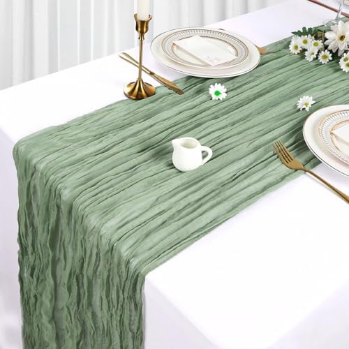 12 Pack 35 x 120 Inch Sage Green Table Runner Cheesecloth - Image 3
