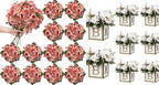 12 Bundles Peonies Artificial Flowers & Pack of 8 Baby Shower Centerpieces for Tables by SEKNHOP