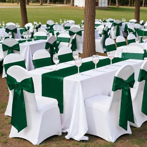 MDS® Pack of 25 Satin Chair Sashes for Wedding & Events – Emerald Green - Image 6