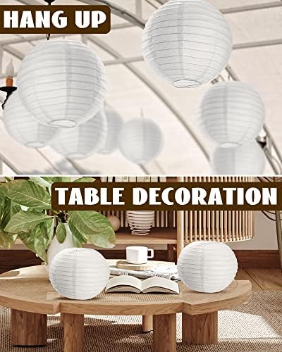 Treela 30pack White Chinese Paper Lanterns for Wedding Party Decor, 10" - Image 5