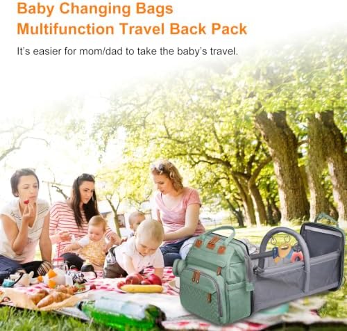 Astro alan Baby Diaper Bag with Changing Station, Waterproof Diaper Bag Backpack for Moms Dads with USB Charging Port, Baby Shower Gifts, Large Capacity diaper backpack, Pale Green - Image 7