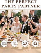 WDF 100PCS Ivory Plastic Plates with Gold Rim - Cream Plastic Plates - Include 50 Dinner & 50 Dessert Fancy Disposable Plate for Party - Heavy Duty Beige Plate for Baby Shower/Wedding - Image 3