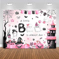 Mocsicka Halloween Baby Shower Backdrop A Little Boo is Almost Due Pink and Black Party Decorations Pumpkin Ghost Bat Background Banner Baby Shower for Kids Photo Booth Props (8x6ft (96x72 inch)) by Mocsicka