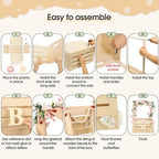 Juexica Wooden Baby Shower Crate Closet Baby Basket with Handle Box with Butterfly Eucalyptus Garland Bead Artificial Flowers Large Letter for Pregnancy New Parent Gift(Wood Color) - Image 4