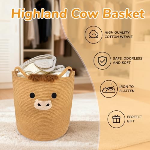 Highland Cute Cow Basket for Nursery,Tall Large Laundry Blanket Gift Basket - Image 2