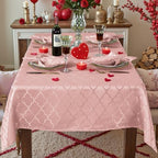 SASTYBALE Jacquard Tablecloth Rectangle, Pink, 60 x 120 Inch - Image 4