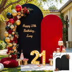 Red Black Arch Backdrop Cover Set of 2 Party Wedding Arch Covers Stretchy Backdrop 7.2FT 6FT Decorations Baby Shower Bridal Shower Photo Birthday Arch Stand Cover Spandex by LittleFunny
