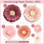 Alecono 6 Pcs Giant Paper Flowers Decorations for Wall(31" 24" 20") - Image 5
