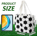12 Pcs Soccer Bag Soccer Canvas Tote Bag Kids Tote Double Sided Beach Handbag with Handles for Sports Party Favor Travel Shopping Birthday Community Events - Image 3