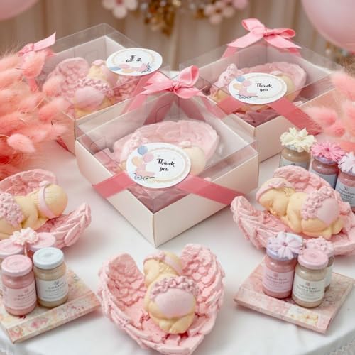 Baby Shower Favor, Set of Stone Angel with Wing Baby Favor Magnet, Baptism Return giveaways Pink White Blue Girl Boy Favor Magnets, Gender Reveal, Communion Gifts (Blue, Set of 30) - Image 7