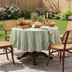 Romanstile Gingham Ruffled Round Tablecloth, 70 Inch, Sage Green - Image 5