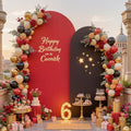 Black Red Arch Cover 2 Set-7.2 and 6ft Arch Backdrop Cover Spandex Wedding Arch Stand Covers for Birthday Party Baby Shower Retirement Graduation Banquet Halloween Photo Background Decorations by Suppromo