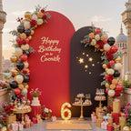Black Red Arch Cover 2 Set-7.2 and 6ft Arch Backdrop Cover Spandex Wedding Arch Stand Covers for Birthday Party Baby Shower Retirement Graduation Banquet Halloween Photo Background Decorations by Suppromo