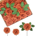 100PCS Burnt Orange Artificial Flowers Realistic Roses, Real Looking Fake Roses with Stem for DIY Wedding Bouquets Centerpieces Bridal Shower Party Home Romantic Decorations (Burnt Orange, 100pcs) by BringmoreJoyinyourlife
