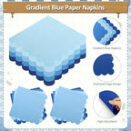 192Pcs Blue Paper Plates and Napkins, 9 Inch Light blue Party Plates Disposable Gradient Blue Party Supplies Decorations for Birthday, Baby Shower, Wedding, Servers 48 Guests - Image 4