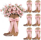 Cinnvoice 6 Pcs Western Cowboy Boot Centerpieces with Pink Ribbon for Table by QinYee