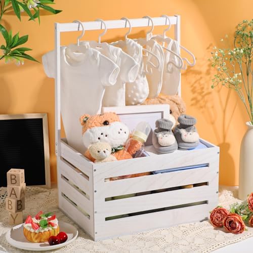 Suzile Baby Shower Crate Wooden Closet Baby Basket Gift,White - Image 5
