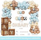 Hombae Cowboy Baby Shower Decorations – 108PCs A Little Cowboy is On The Way Party Supplies Set with Backdrop, Balloon Garland, Banner, Tablecloth, Boxes, Sash and Badge - Image 3
