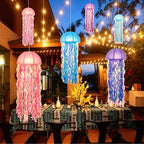 12 Pcs Hanging Jellyfish Paper Lanterns, Jelly Fish Decoration for Under the Sea Party Decorations, Iridescent Streamer Tentacles Mermaid Decor for Ocean, Mermaid Party Decor, Baby Shower - Image 4
