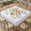 Wish Care White Spandex Tablecloths for 60x60 Inch Square Tables, Stretch Fitted Table Clothes with Pleated Ruffle Skirt for 60” Table, Wrinkle Free and Elastic, for Party Kitchen Home Dining by WishCare