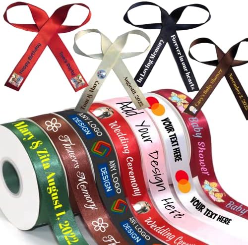 Personalized Ribbon Custom Pre-Cut Ribbon with Name/Photo/Text for Favors Wedding Invitation Baby Shower Birthday Party Wrap Gift Box-100 Yards by XRLSG