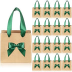Honoson 50 Pcs Small Gift Bags with Handle 4 x 2.75 x 4.5 No DIY Mini Paper Bags Bulk with Bow Ribbon for Wedding Birthday Party Favor Baby Shower Guests(Green) by Honoson