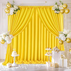 Yellow Backdrop Curtains 20ftx10ft Birthday Polyester Photo Drapes - Image 2