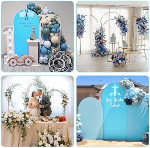 7.2FT, 6FT Wedding Arch Stand and Matching Light Blue Spandex Fitted Arch Backdrop Cover Set, Round Top Chiara Backdrop Stands and Covers for Birthday Party Baby Shower Banquet Decor (Light Blue) - Image 7