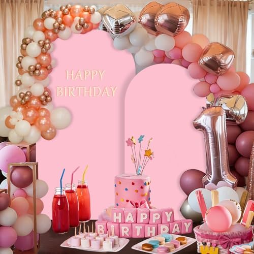 White Pink Arch Backdrop Cover Set of 2 (6FT/7.2FT) Arch Cover Spandex Wedding Arch Stand Covers for Baby Shower Bridal Shower Party Photo Birthday Spandex Baby Balloon Arch Covers Stretchy Backdrop - Image 7