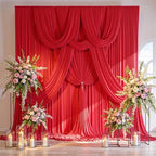 30ft x 10ft Wrinkle Free Red Backdrop Curtain for Parties, 6 Panels 5×10ft Silky Polyester Red Photo Backdrop Drapes Back Drop Cloth for Birthday Theme Party Wedding Photography Background - Image 5