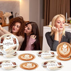 gisgfim 48 Pcs Coffee Party Plates Supplies Tableware Set Coffee Bean Birthday Party Decorations Latte Fun Cup Theme Baby Shower Table Supplies Favors Decors for 48 Guests (Pack of 3) - Image 5